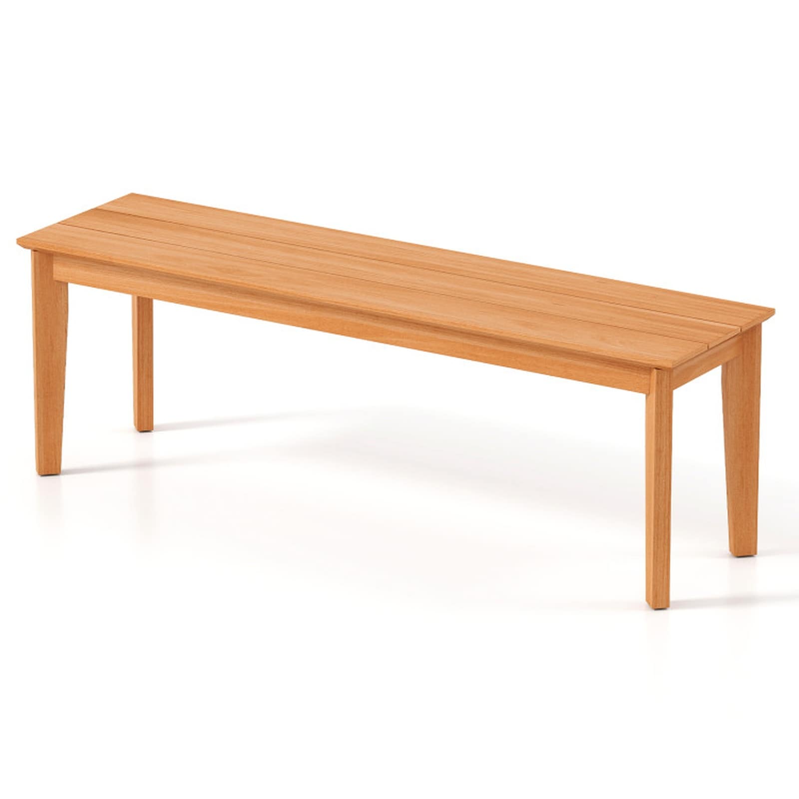 SUGIFT 55-in Backless Outdoor Teak Wood Garden Bench Seats Up to 3 People 880-lb Weight Capacity with Reinforced Crossbars Tight Connections Anti-Slip Foot Pads and Sanded Splinter-Free Surface for Patio Porch Backyard and Deck Natural