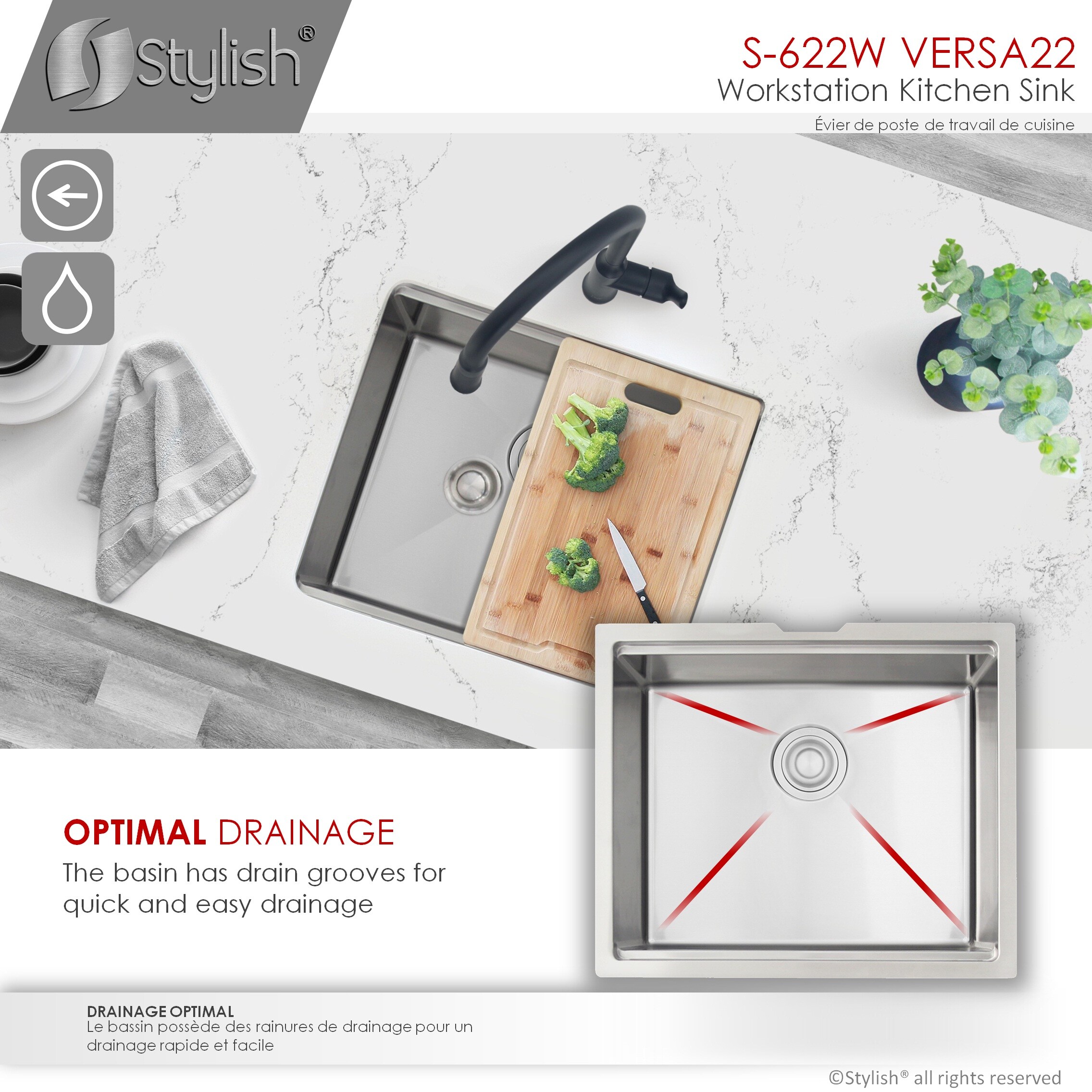 Stylish S-622W1 Kitchen-Sinks - View #11