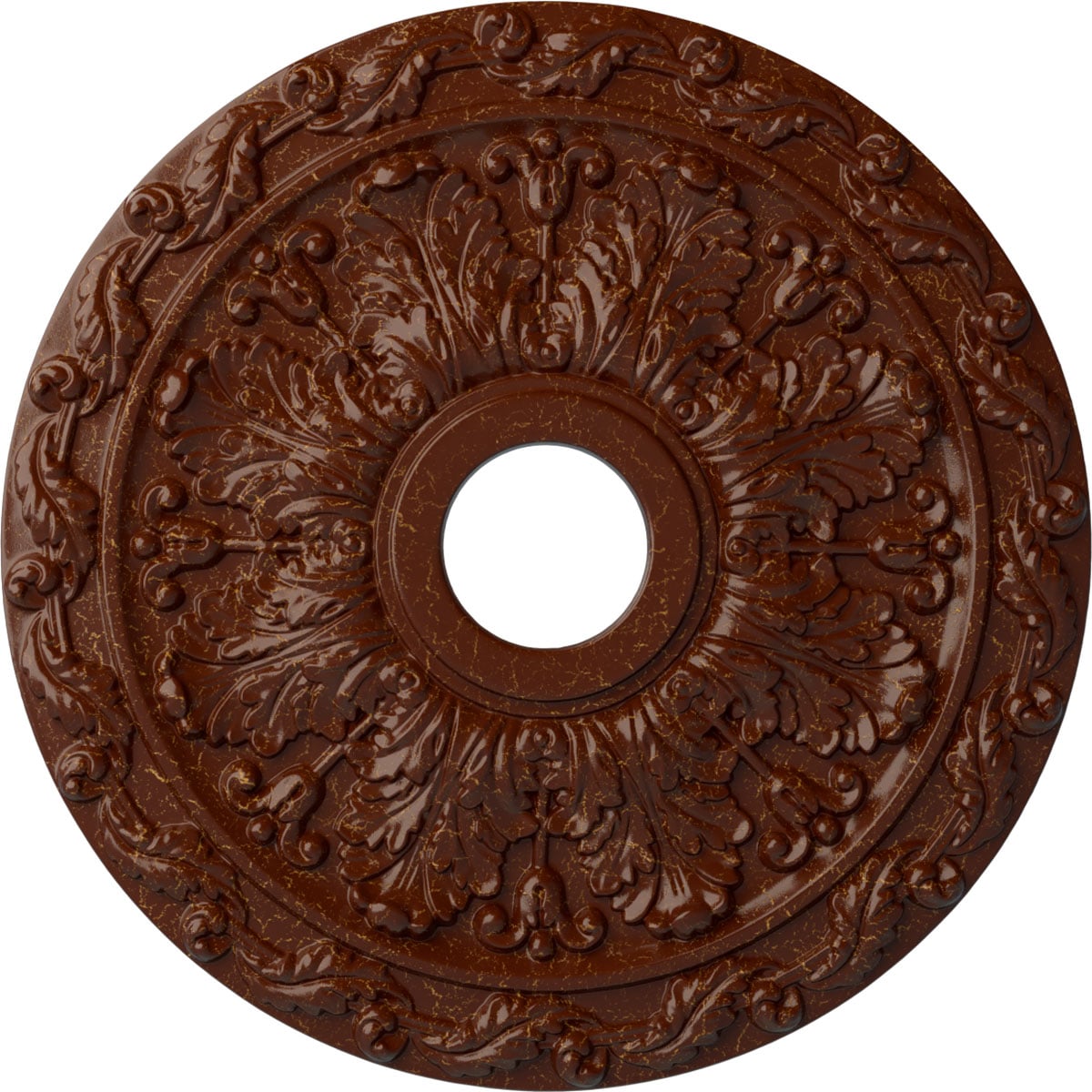 Ekena Millwork CM19SPBMC Spring Leaf 19.875-in W x 19.875-in L Painted Burnished Mahogany Crackle Polyurethane Whole Ceiling Medallion