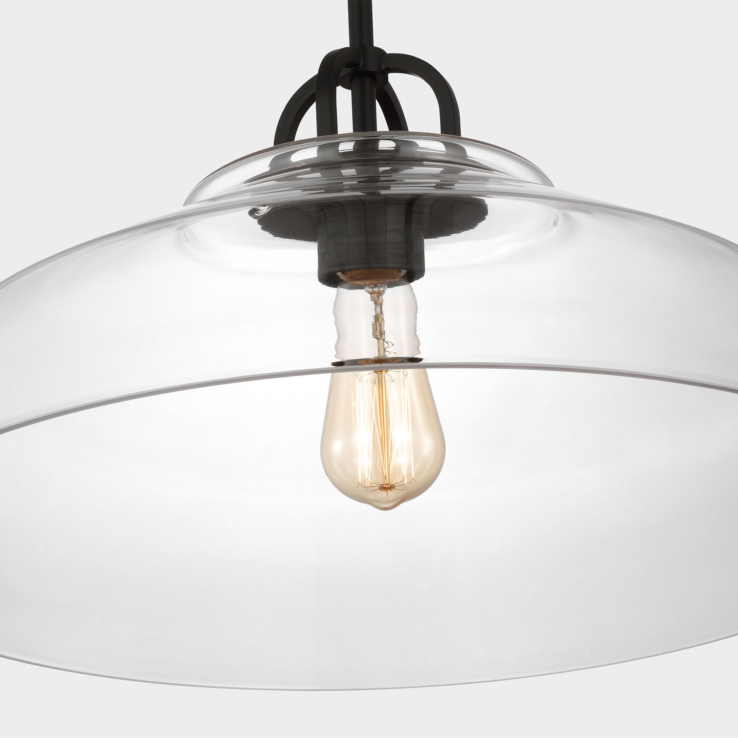Midnight Black Clear Glass Industrial Pendant Light