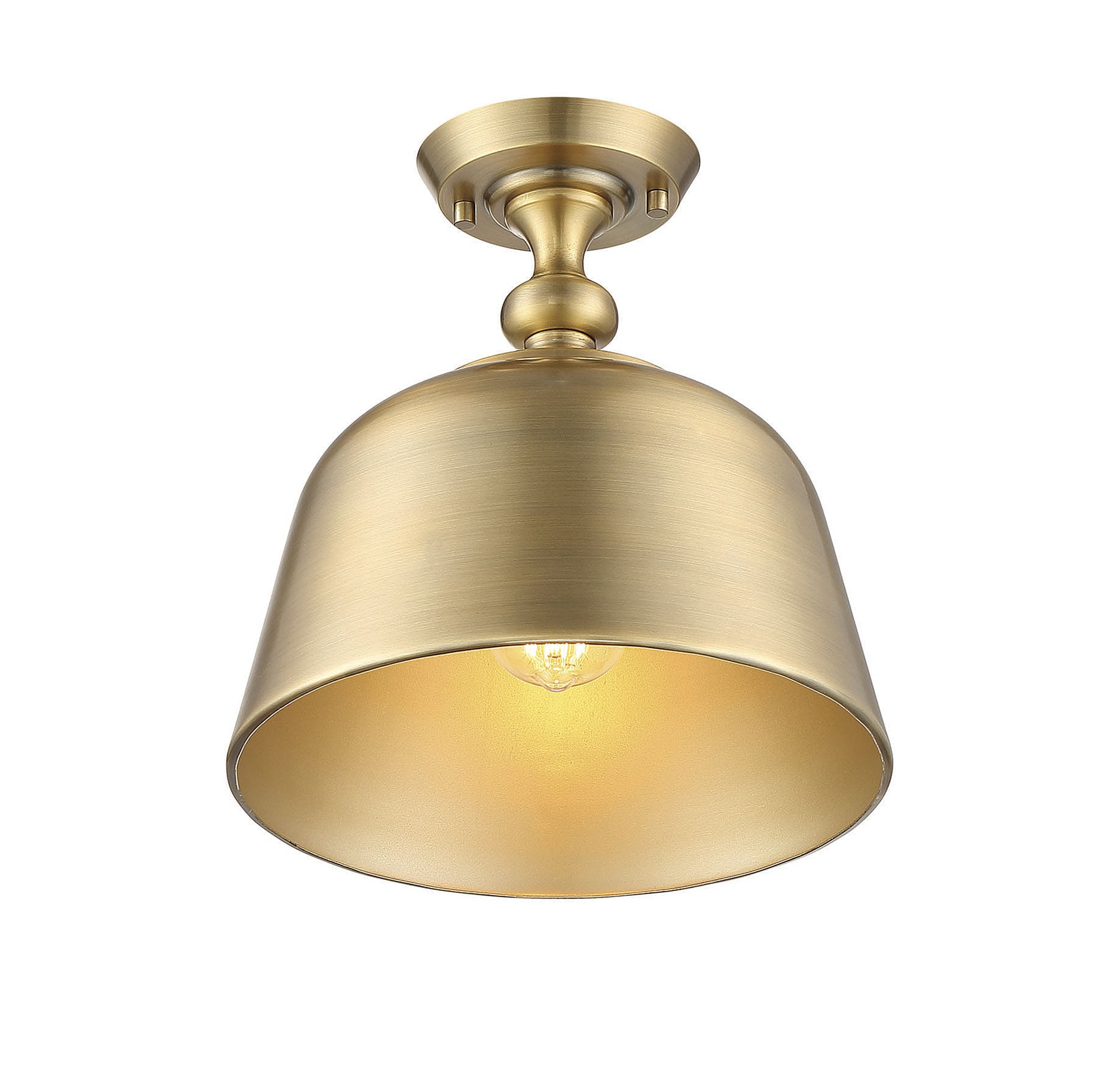 Warm Brass 12" Metal Semi-Flush Mount Ceiling Light