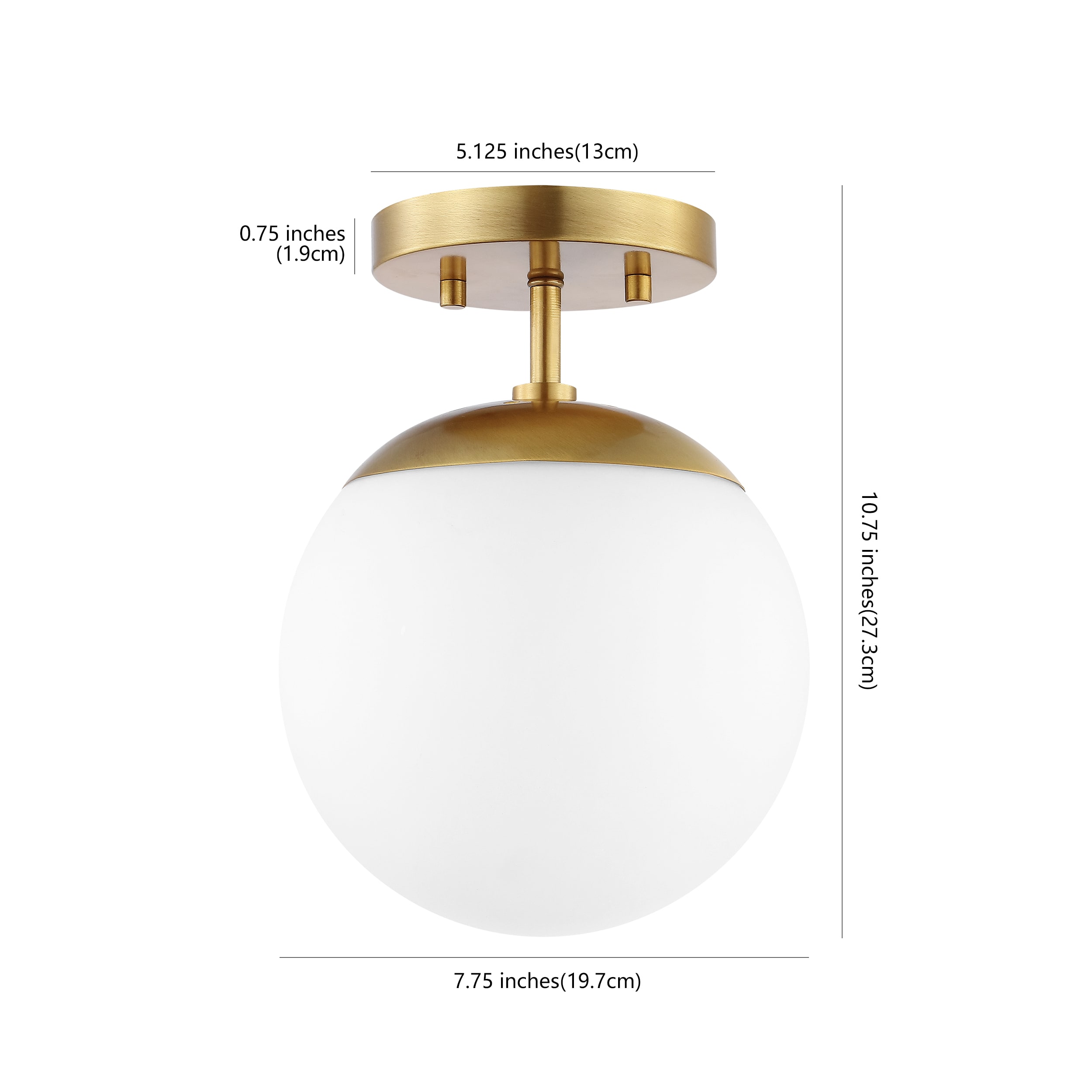 Marcel Brass Gold Frosted Glass Globe LED Flush Mount