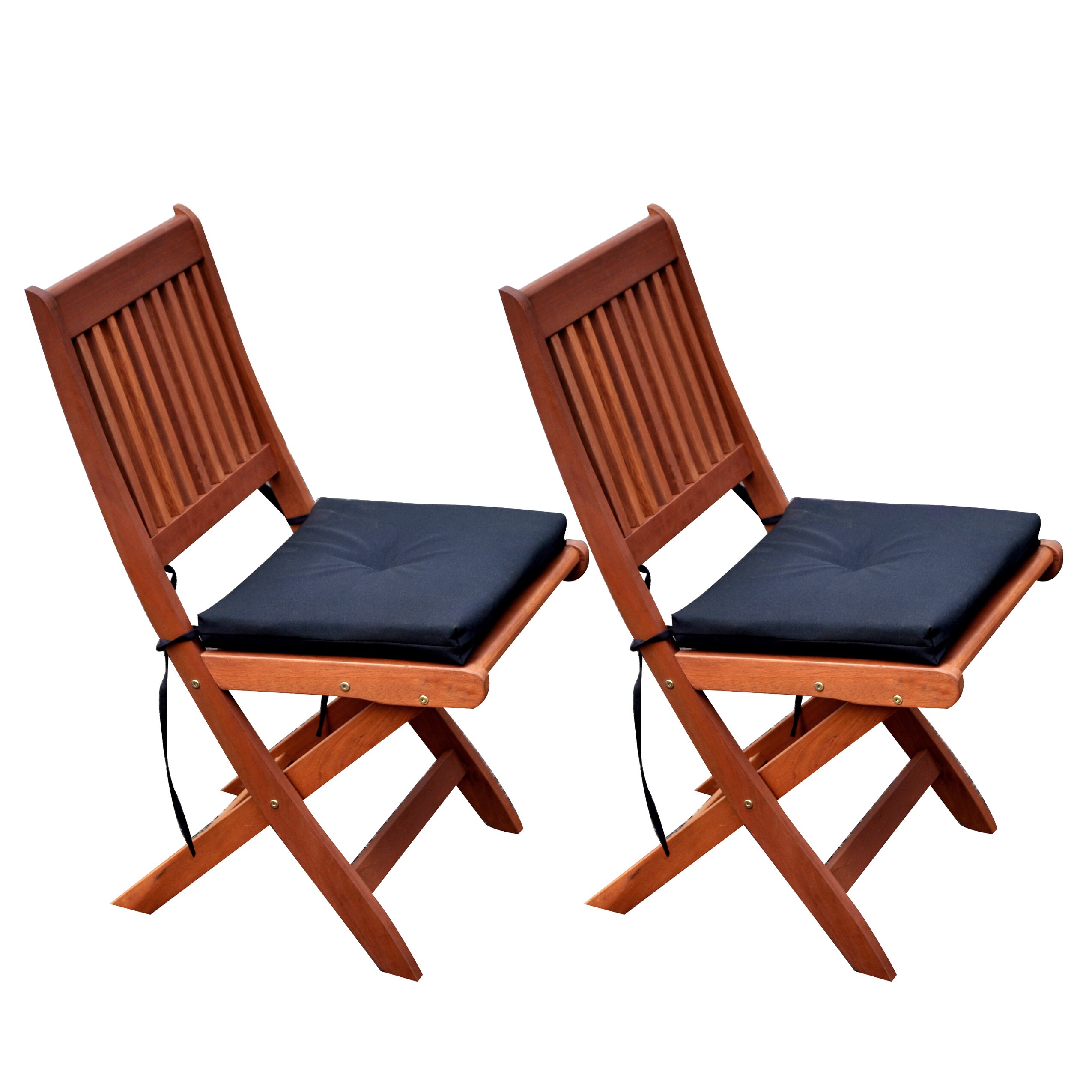 Miramar Set of 2 Cinnamon Brown Wood Frame Stationary Dining Chair(s) with Black Slat Seat Polyester | - CorLiving PEX-369-C