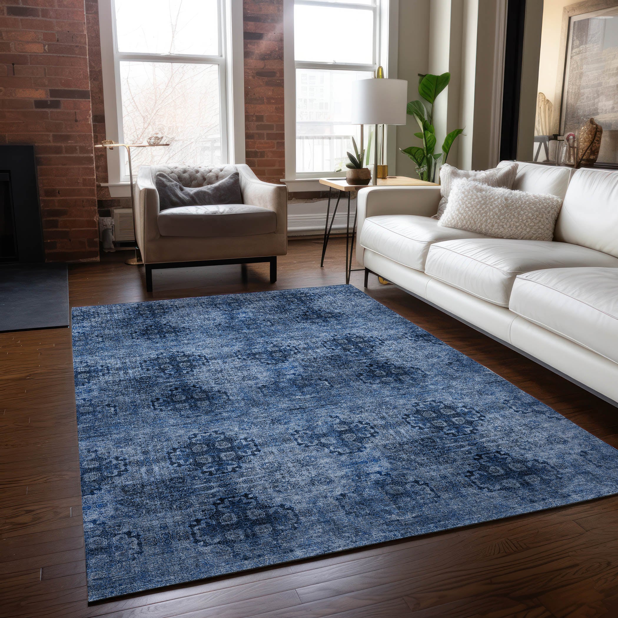 Addison Rugs ACN557NA9X12 Chantille ACN557NA 9 x 12 (ft) Polyester Navy Rectangular Indoor/Outdoor Abstract Machine washable Area rug