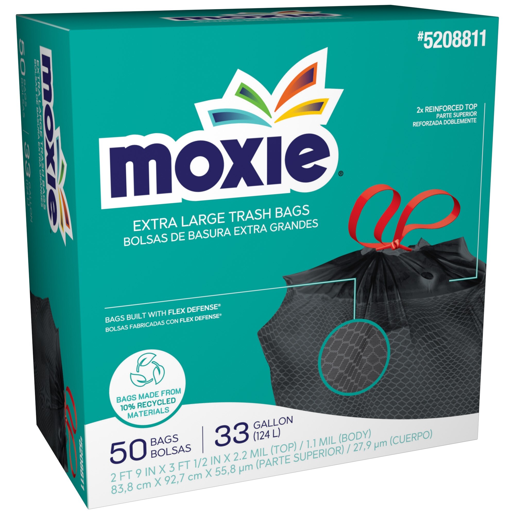 Moxie 33-Gallons Black Outdoor Plastic Wastebasket Drawstring Trash Bag (50-Count) | LWMR33HF050B