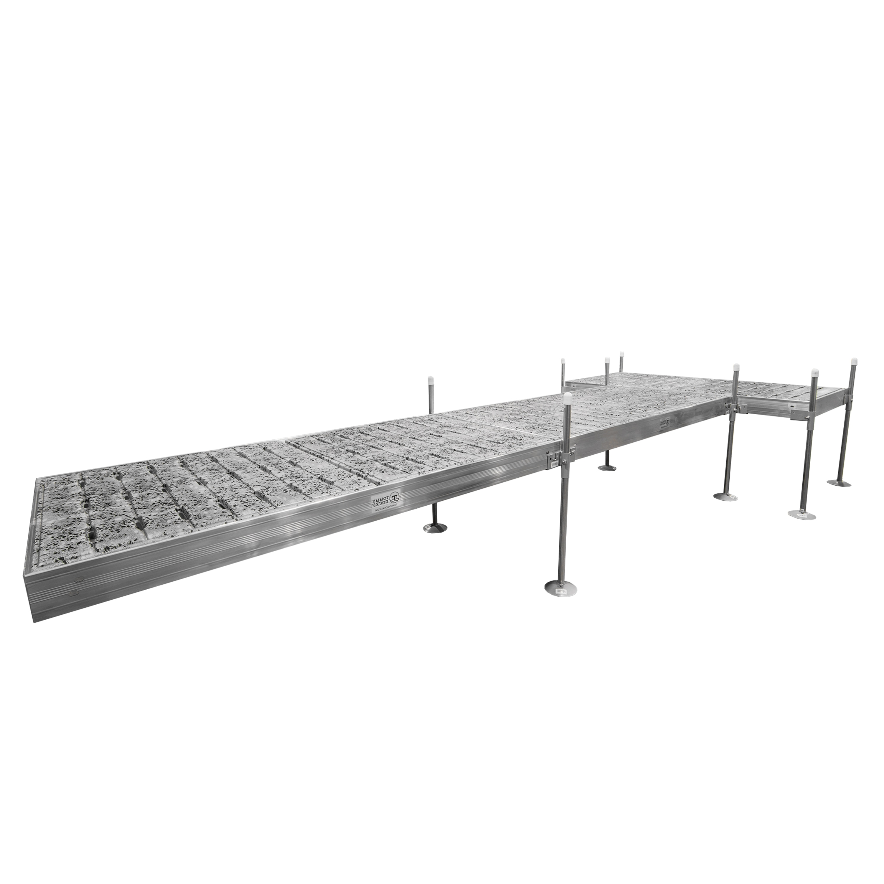 Tommy Docks TDTADT-40023 20 Ft. T-shaped Boat Dock System with Aluminum Frame and Thermoformed Terrazzo Decking