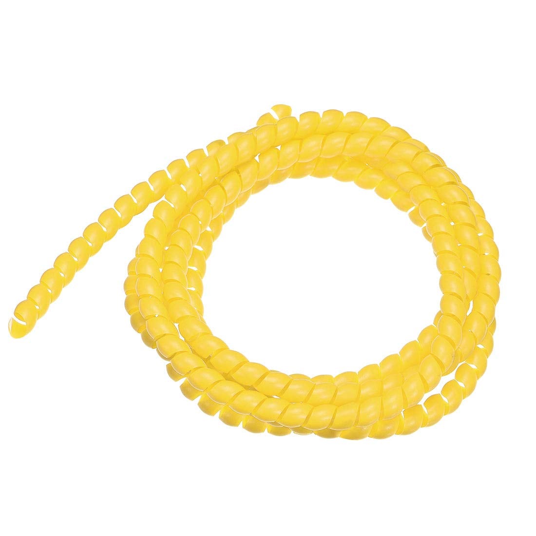 Aoibox  Flexible Yellow Spiral Cable Wrap Tube Sleeve 8mm ID x 10mm OD 2m Cord and Hose Organizer 1 Pack