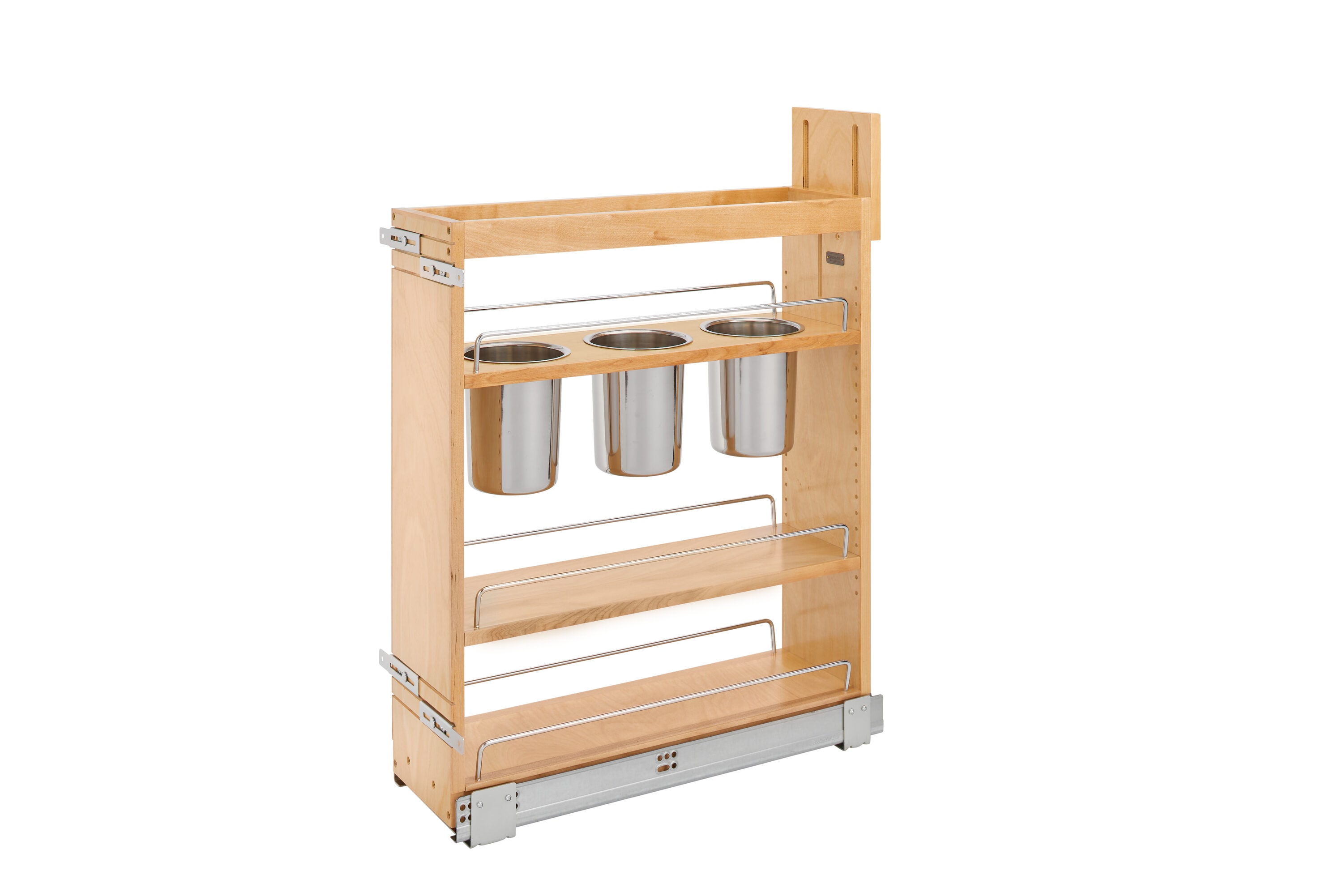 Rev-A-Shelf 448UT-BCSC-6C 448UT Series 7.12-Inches W x 25.5-Inches H x 21.65-Inches D 2 -Tier Cabinet-mount Light Brown Wood Soft Close Pull-out Utensil organizer