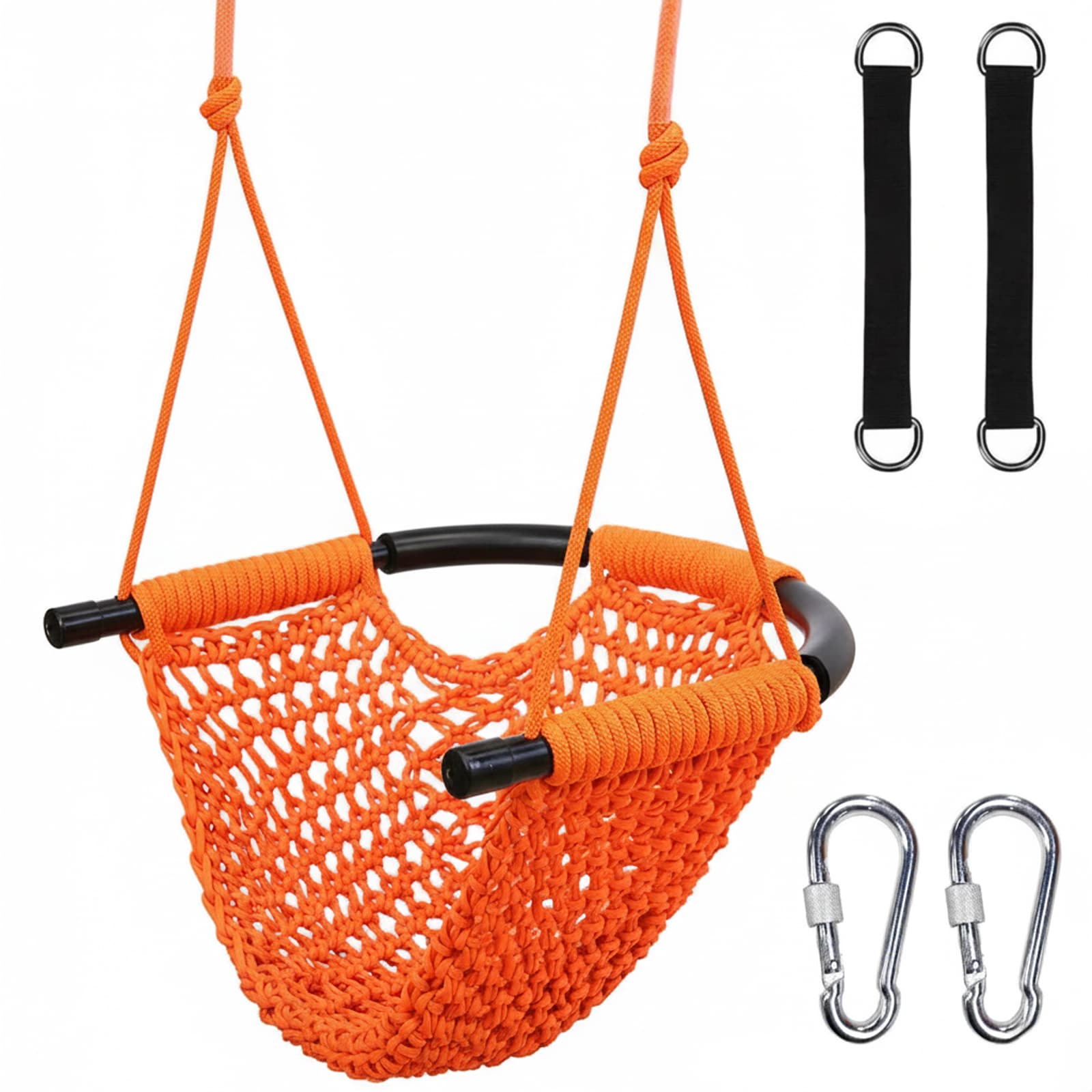Etokfoks  Kids Swing for Swing Set Heavy Duty Rope Swings with Snap Hooks and Straps 440LBS Capacity Toddler Swing Seat for Indoor Porch