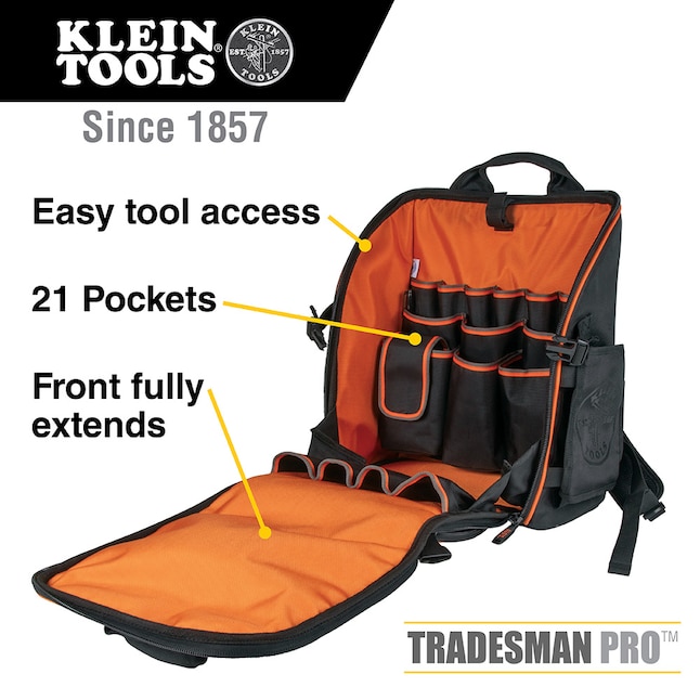 Klein Tools Black Ballistic Nylon 9-in Zippered Backpack in the Tool ...