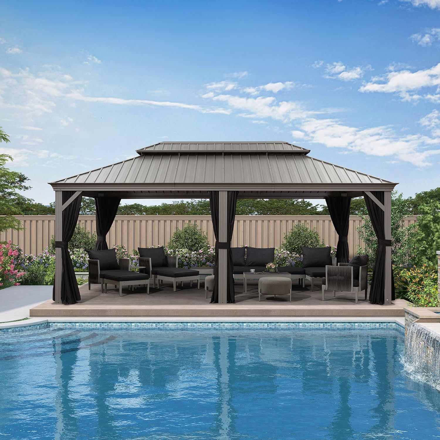 PURPLE LEAF 20-ft x 12-ft Light Grey Rectangle Hardtop Steel Roof (Screen Included)