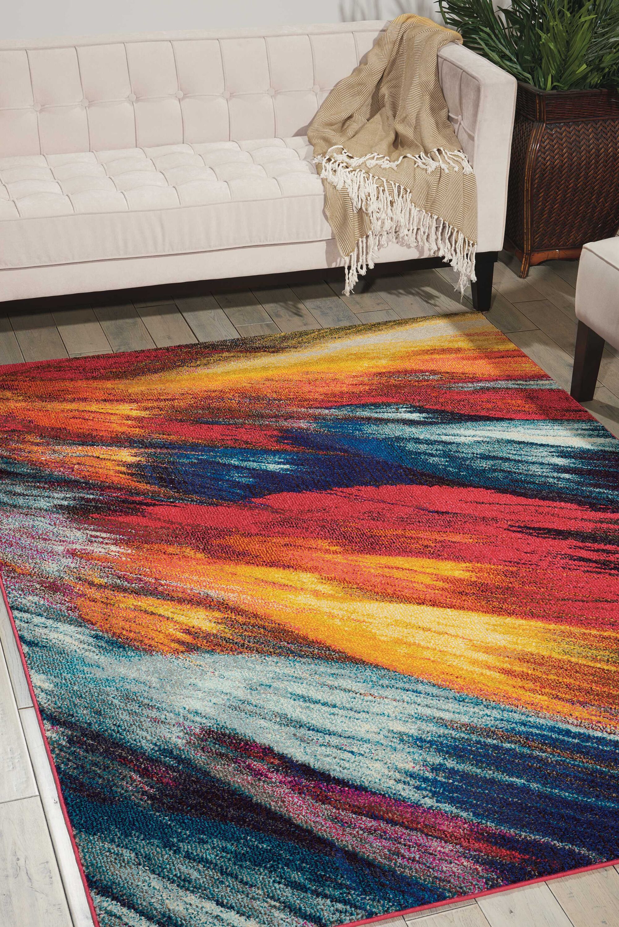Nourison 99446337900 Celestial 5 x 7 (ft) Loomed Burst Rectangular Indoor Abstract Area rug