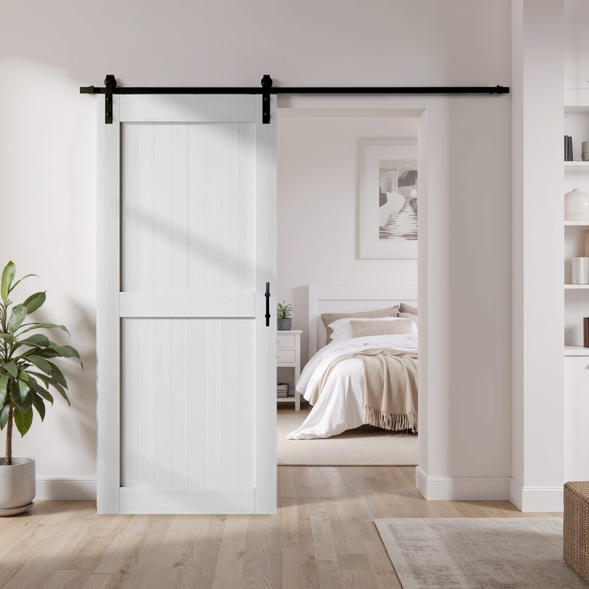 HOMACER YT1TGH090C-4484-H-WH Barn-Doors - View #3