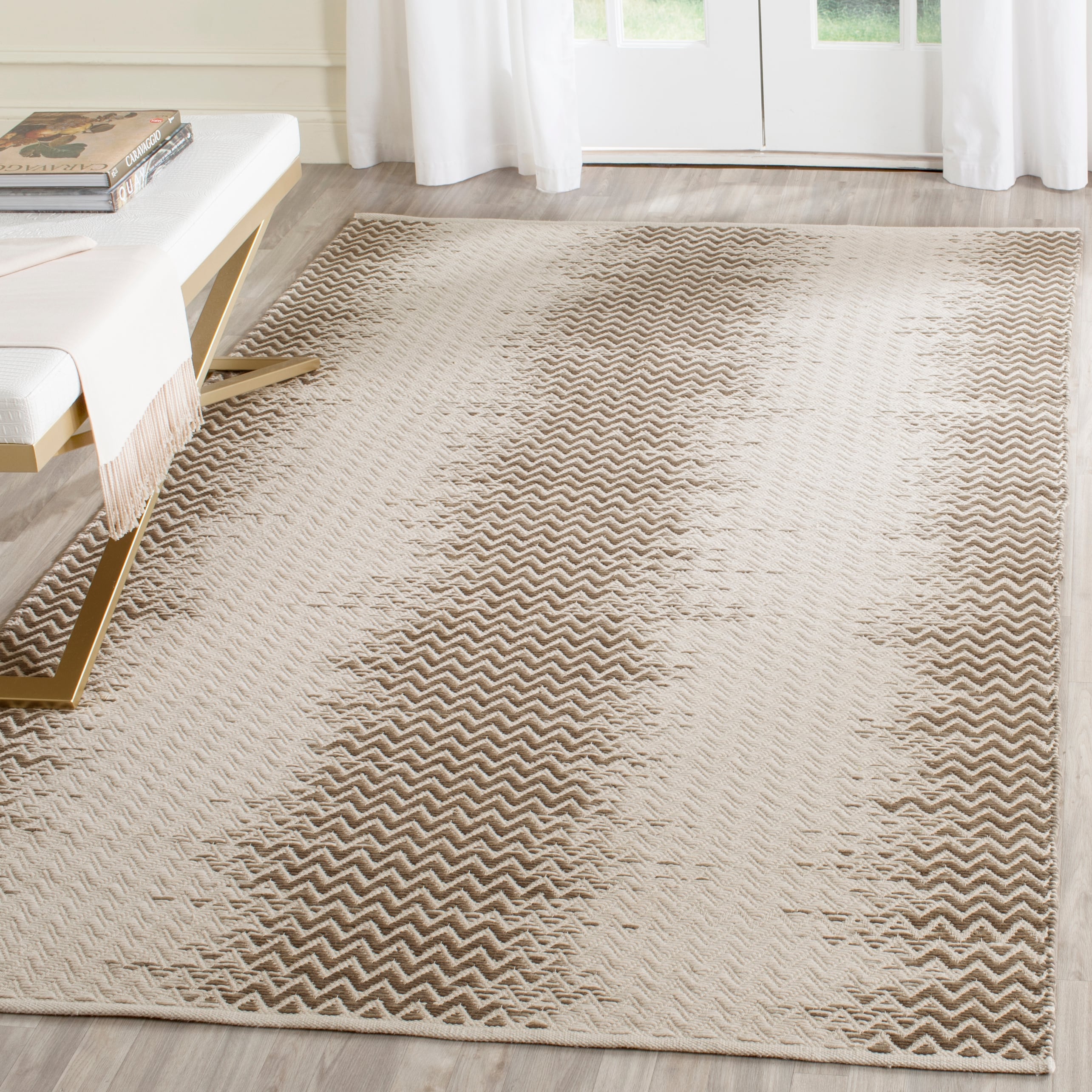 Safavieh KLC121B-8 Cotton Kilim Kadence 8 x 10 (ft) Cotton Brown/Ivory Rectangular Indoor Abstract Bohemian/Eclectic Area rug