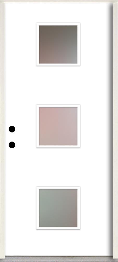 RELIABILT LO1062468 Spotlights 32-in x 80-in x 4-5/8-in Fiberglass 1/4 lite Right-hand inswing Primed Unfinished Prehung Front Door Insulating core