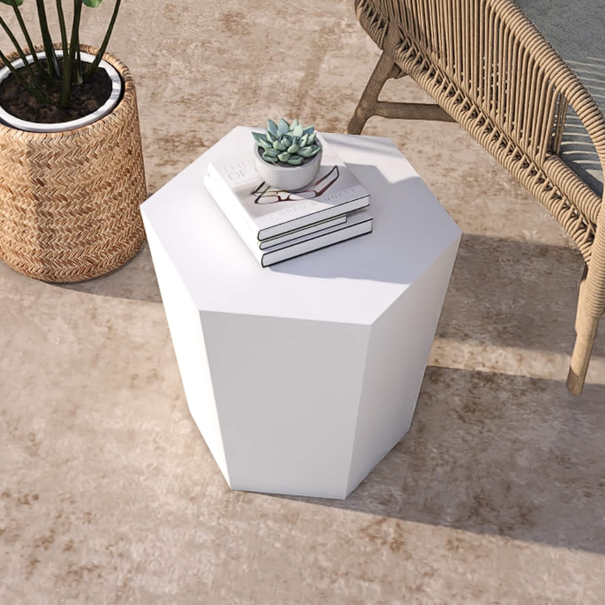 Patio Watcher 24MGO-6BX-KCB Magnesium oxide side table Hexagon Outdoor End 20.8-in W x 24 L