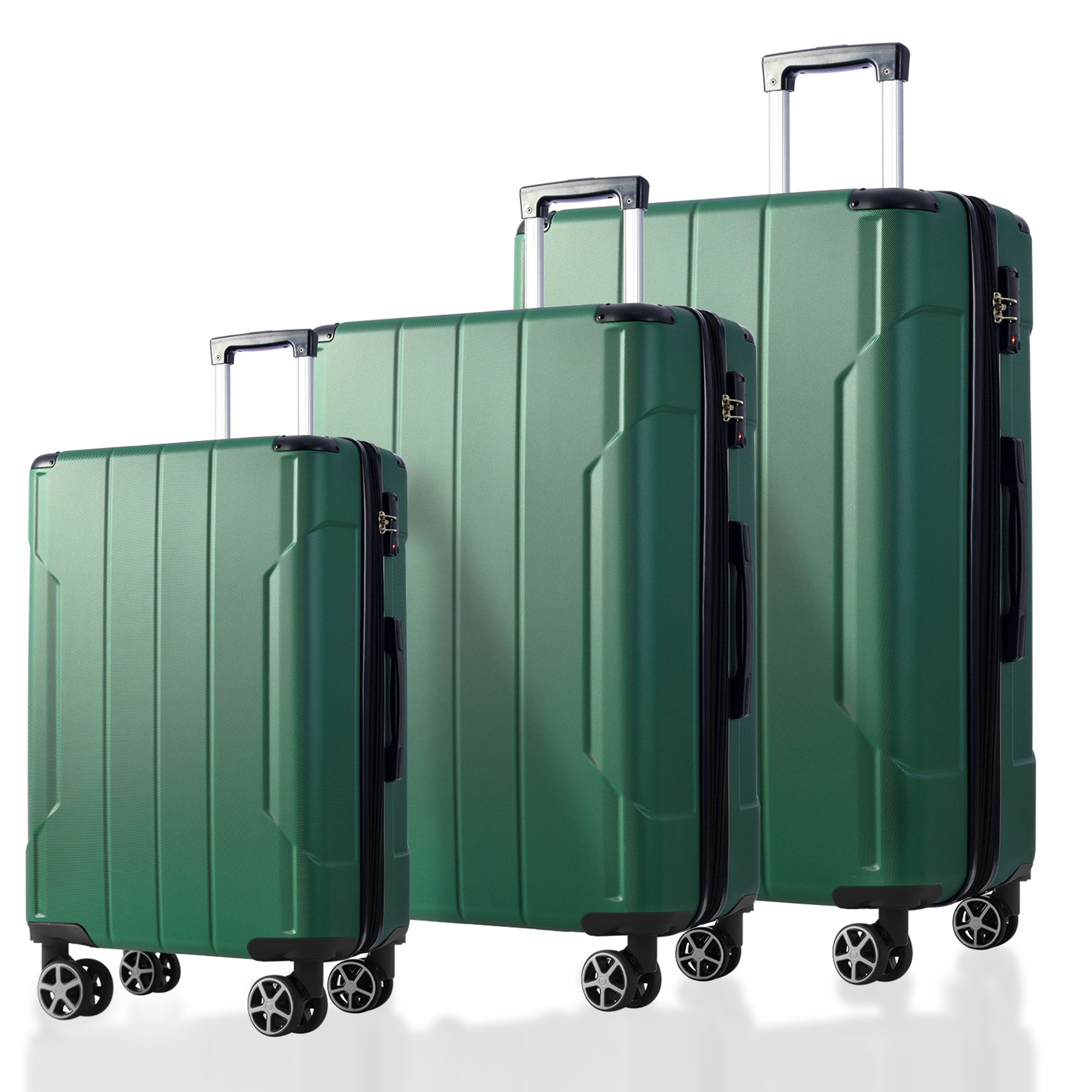 Bybafun YD9500042 18.5x11.6x29.5 Green Plastic Hardshell Suitcase set 3 -Bag
