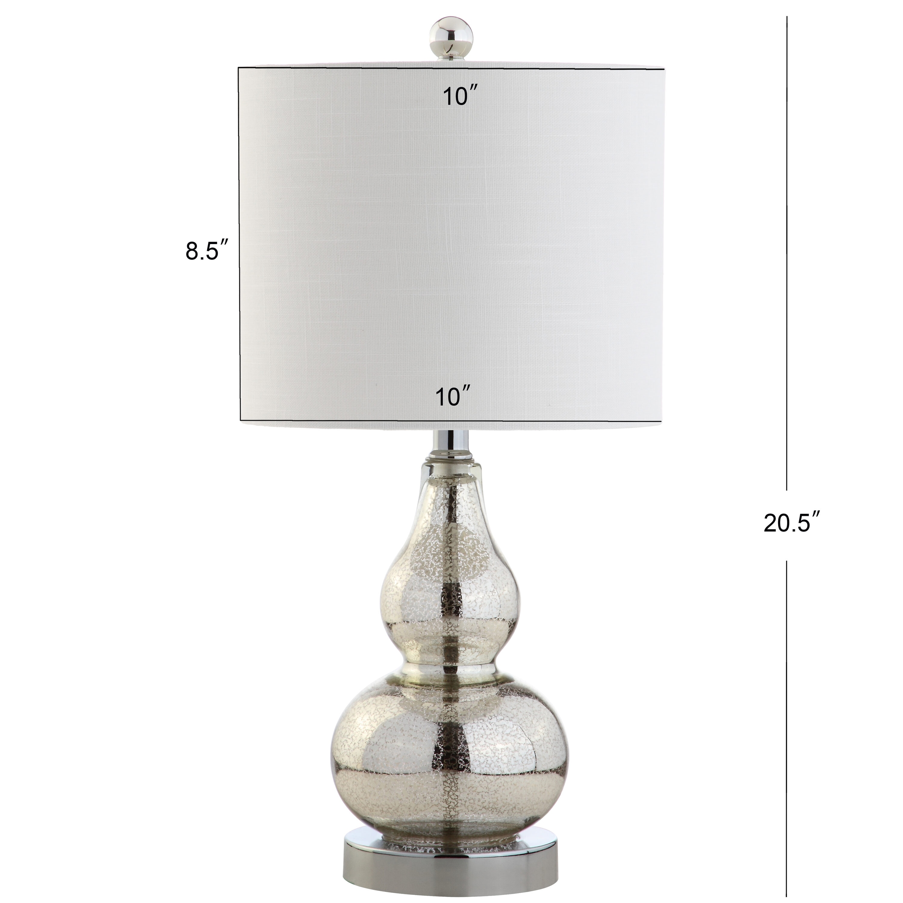 Anya 20.5" Mercury Silver Glass Table Lamp Set with White Shades
