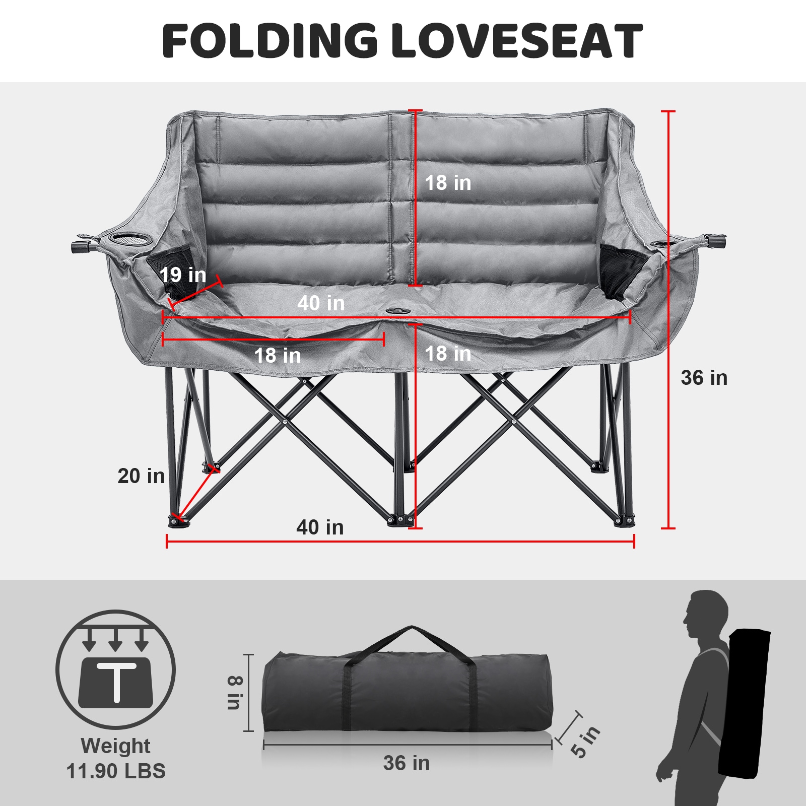 Esazn SRY-16T-GRAY Beach-Camping-Chairs - View #3