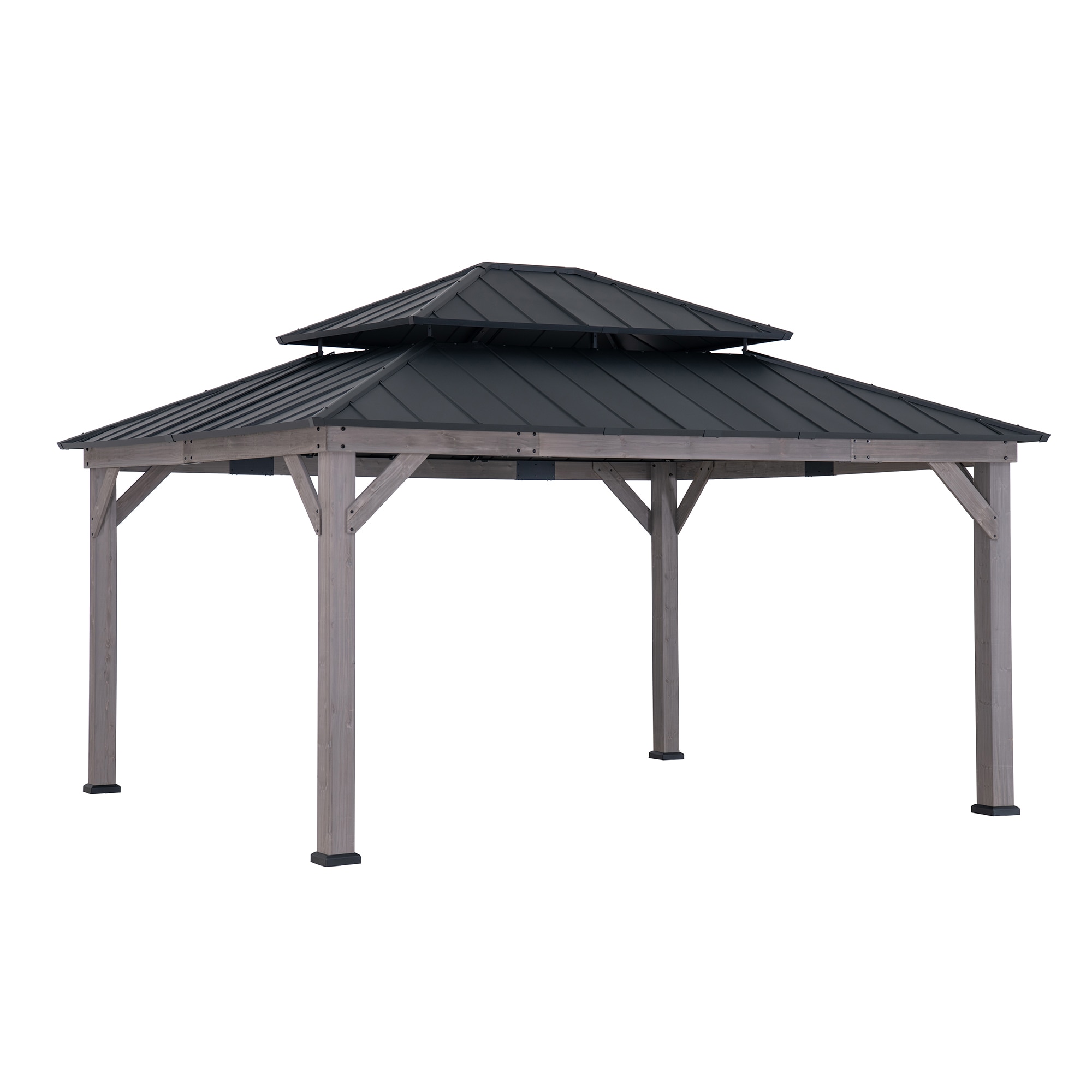 Archwood 13 ft. x 15 ft. Cedar Framed Gazebo with Black Steel Roof