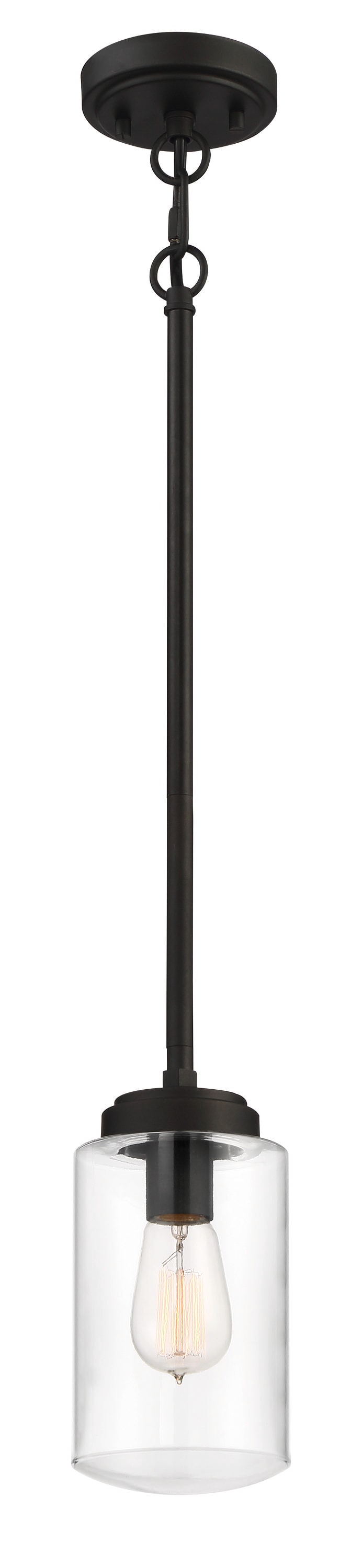 Craftmade 52191-ESP Crosspoint Espresso Transitional Clear Glass Cylinder Outdoor Hanging Pendant Light