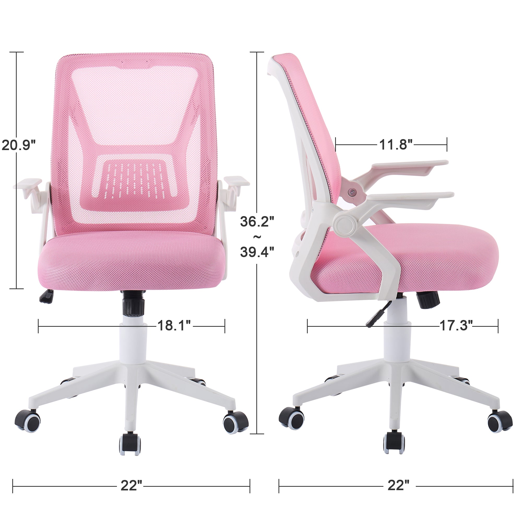 Vecelo LOE-OC01-PNK Office-Chairs - View #3