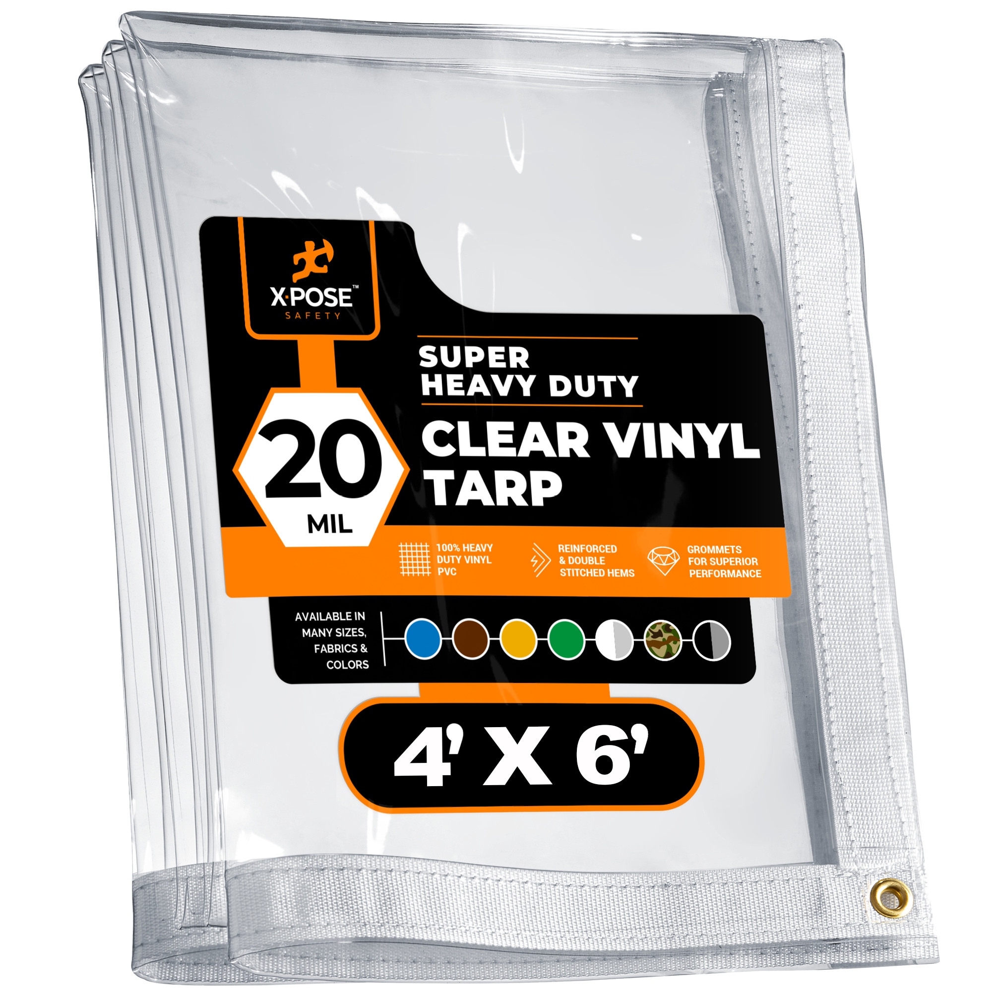 XPOSE SAFETY CVT20-46-X-S 4-ft x 6-ft White Waterproof Commercial Vinyl 20-mil Tarp