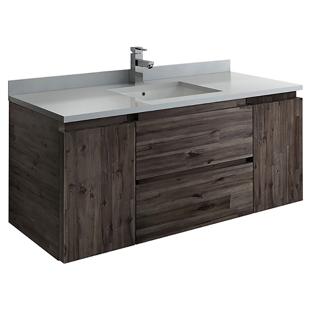 Formosa 47" Brown Acacia Wall-Mounted Single Vanity Base