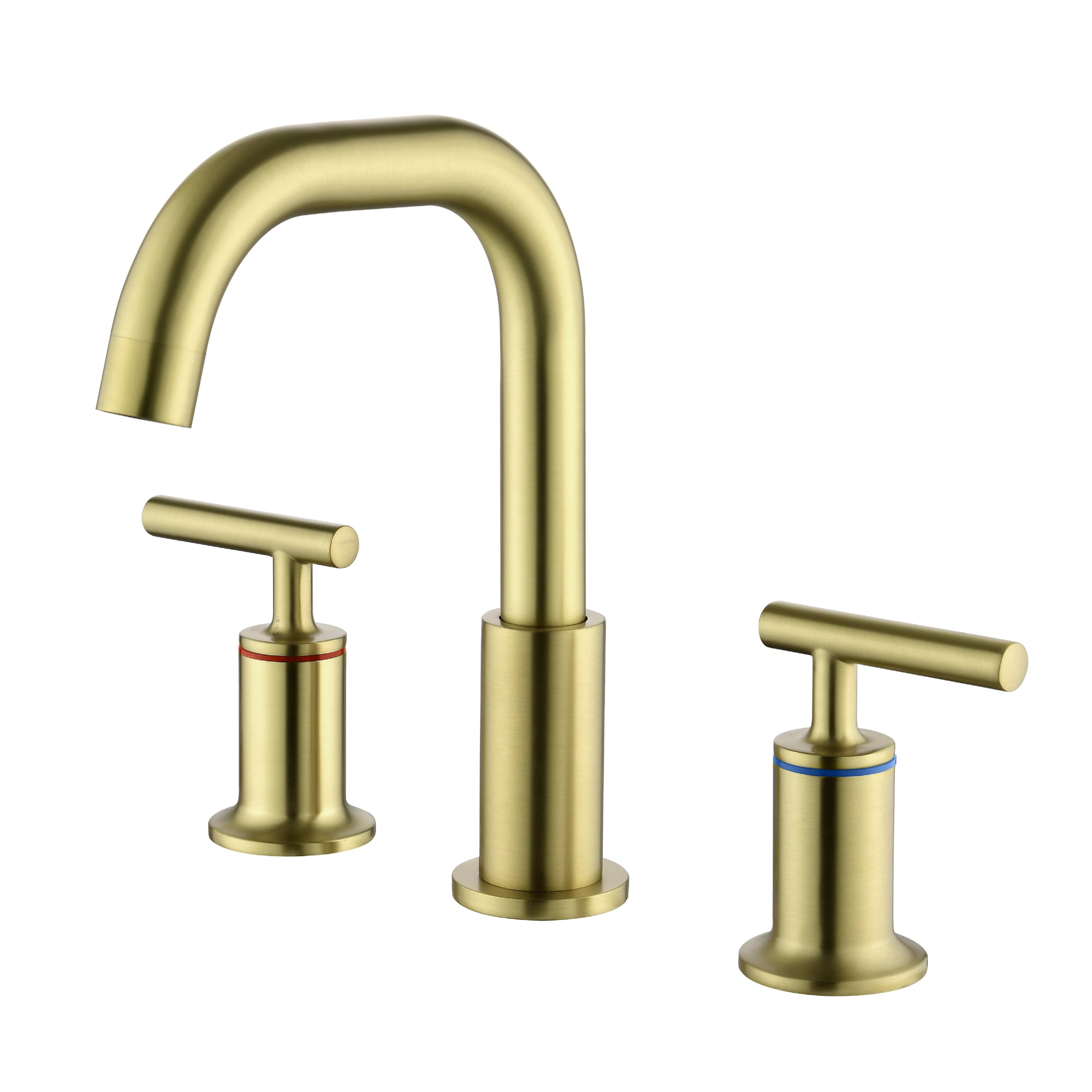 Mondawe MD1511BG Brushed Gold Widespread 2-handle Low-arc Commercial/Residential Handle Bathroom Sink Faucet