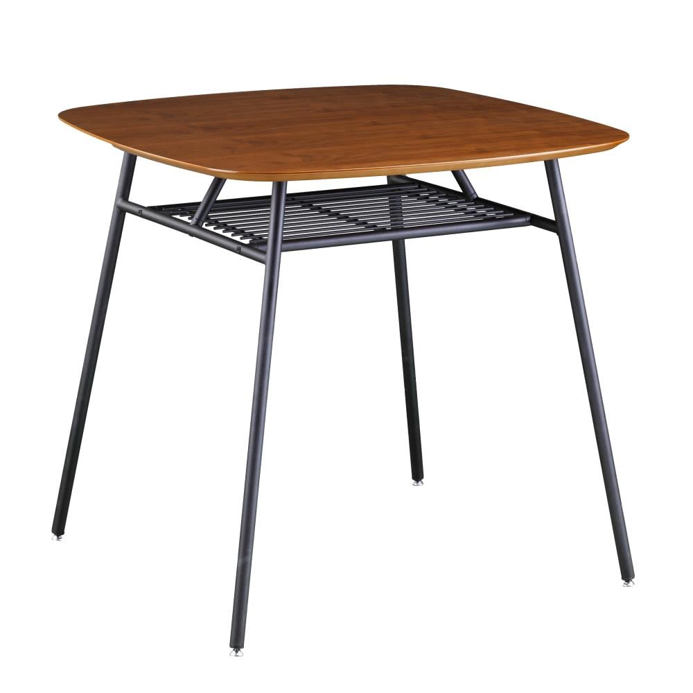 Boston Loft Furnishings ATG6860DN Balay Walnut and Black Contemporary/Modern Dining Table, Composite with Black Metal Base 31.75-in L x 29.5-in H