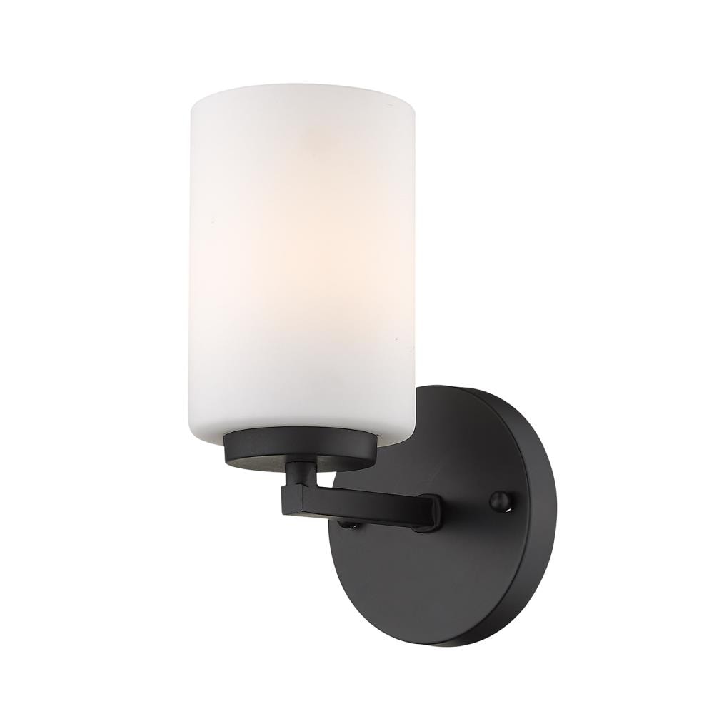 Golden Lighting 2243-BA1 BLK-OP Manhattan 4.75-in 1 -Light Matte Black Transitional Vanity light