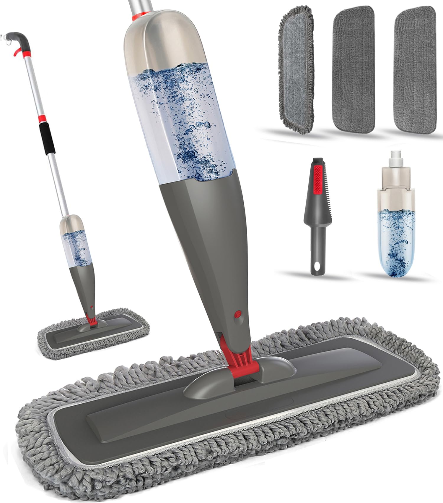 LAIFUCAM  Spray Mop for Floor Cleaning with 3 pcs Washable Microfiber Pads 800 ml Refillable Bottle for Hardwood Laminate Vinyl Tile Flexible