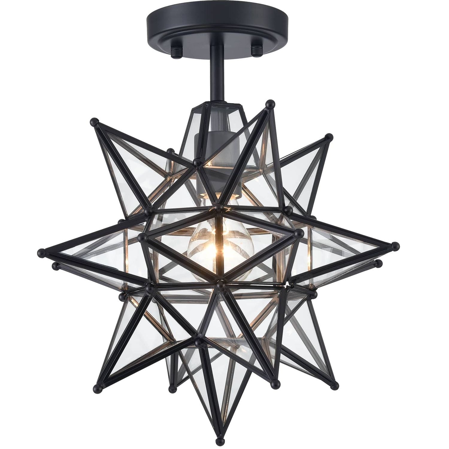 Claxy HY-B5174CU-13BK-T 13-Inches Black Geometric Metal Ceiling Light Mount