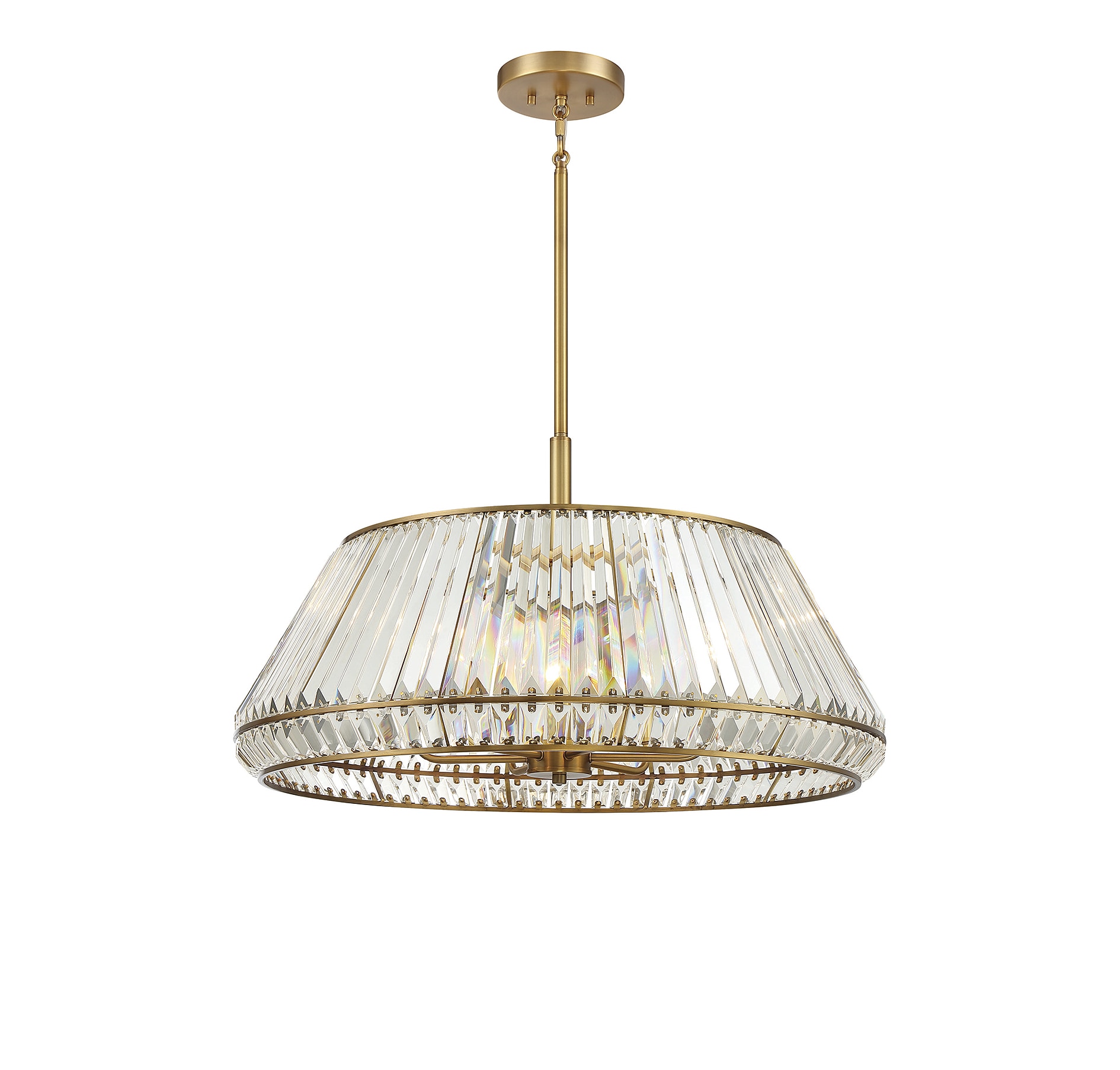Savoy House Pyramid 6-Light Crystal Pendant in Warm Brass