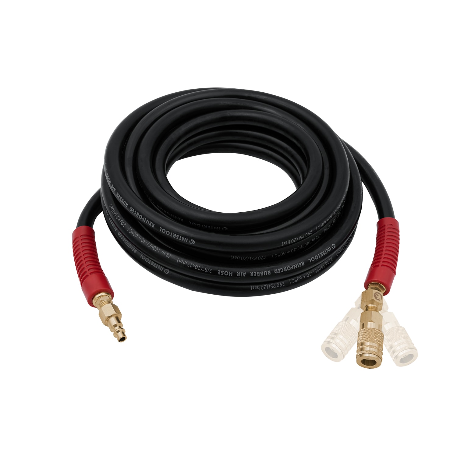 INTERTOOL 3/8 in X 25-ft Rubber Air Hose W/ Brass Fittings and