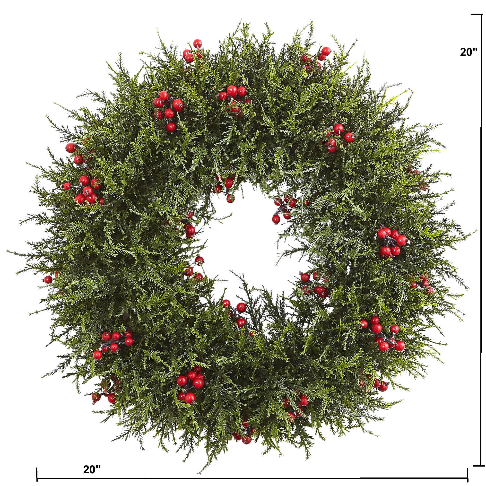 Lush Pine Cedar and Berry 20" Winter Outdoor Wreath