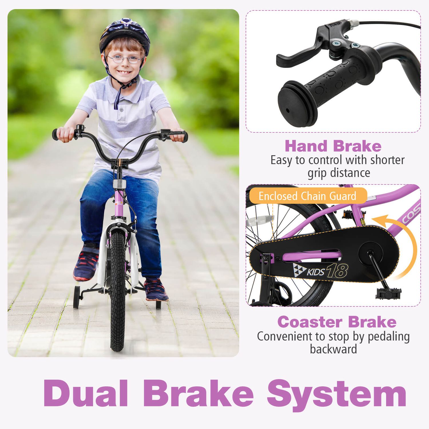 Costway 18 inches Kids Bike for 4-8 Years Old Boys and Girls with