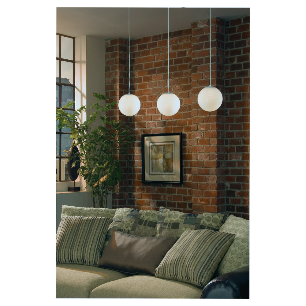 Generation Lighting 602293S-04 Leo 1 -Light Satin Aluminum Modern/contemporary White glass Globe Medium Hanging Pendant light