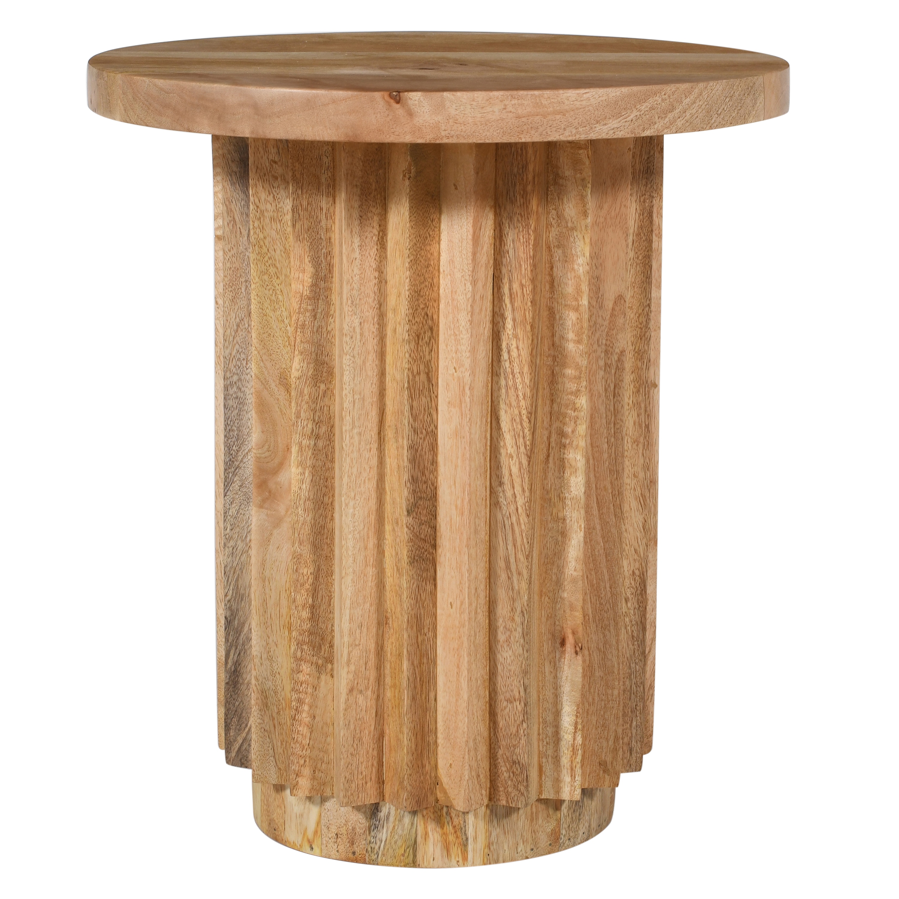 Benzara UPT-301725 16-Inches W x 18-Inches H Brown Wood Round Modern End Table