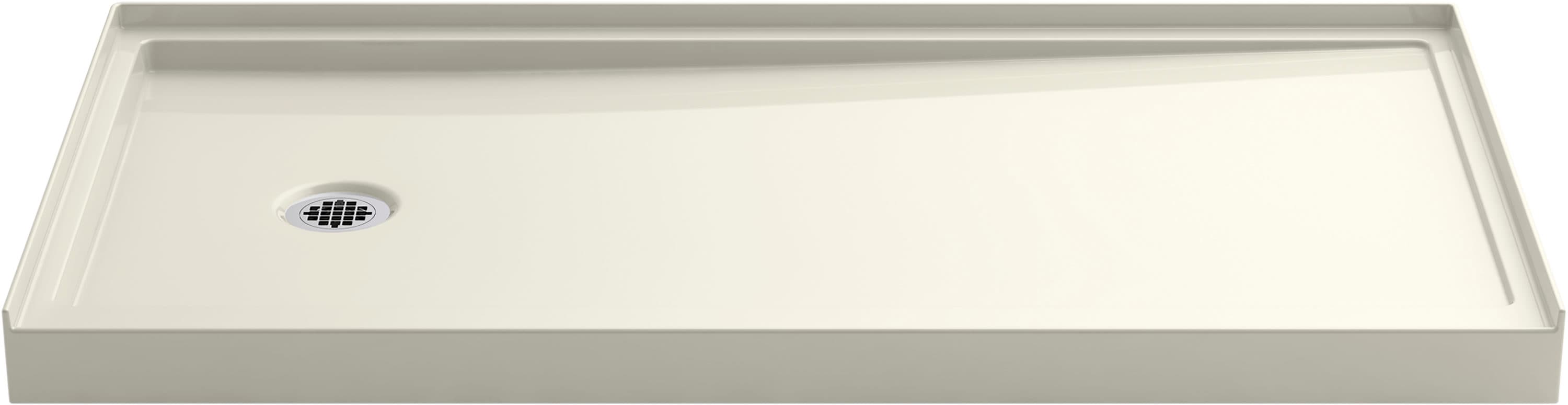 KOHLER K-8643-96 Rely 30.0-in W x 60.0-in L Biscuit Rectangle Shower pan base with 3.5-in H Threshold (Left Drain)