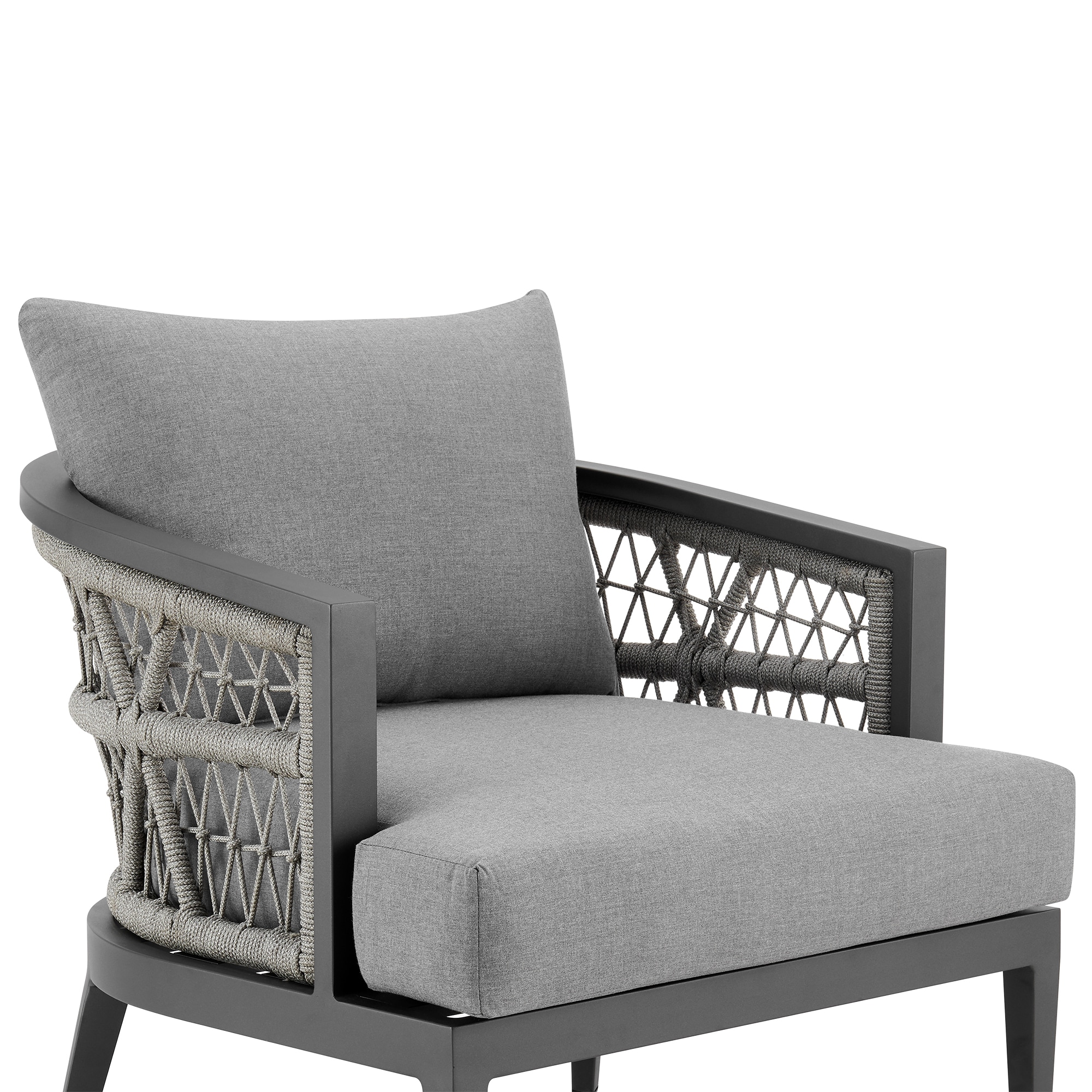 Zella Gray Aluminum Outdoor Patio Armchair with Cushions