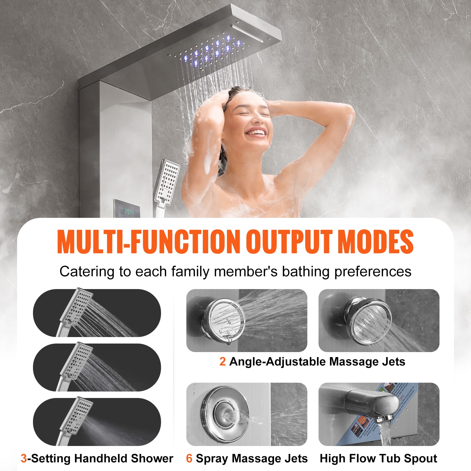 Mecale VOL-6I007G Showerhead-Bar-Panels - View #5