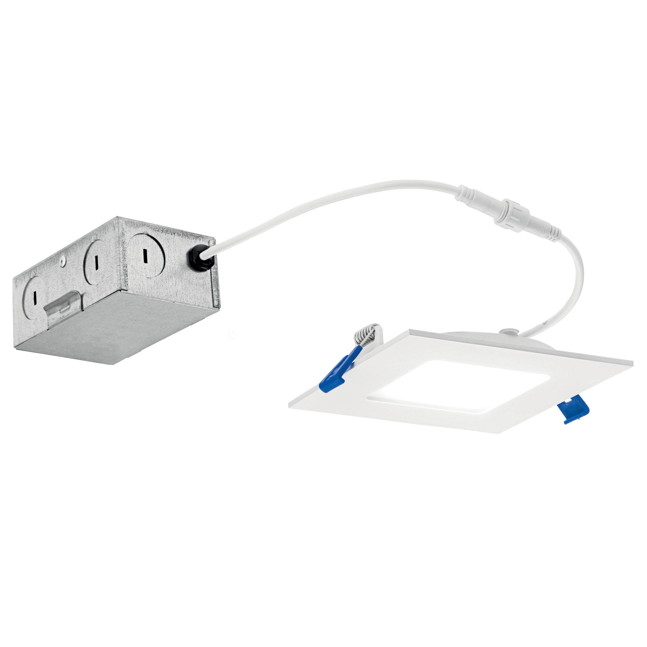 Kichler DLSL04S3090WHT Direct-to-Ceiling Textured White 4-in 500 -Lumens Soft White Square Dimmable LED Canless Damp rated Recessed Downlight
