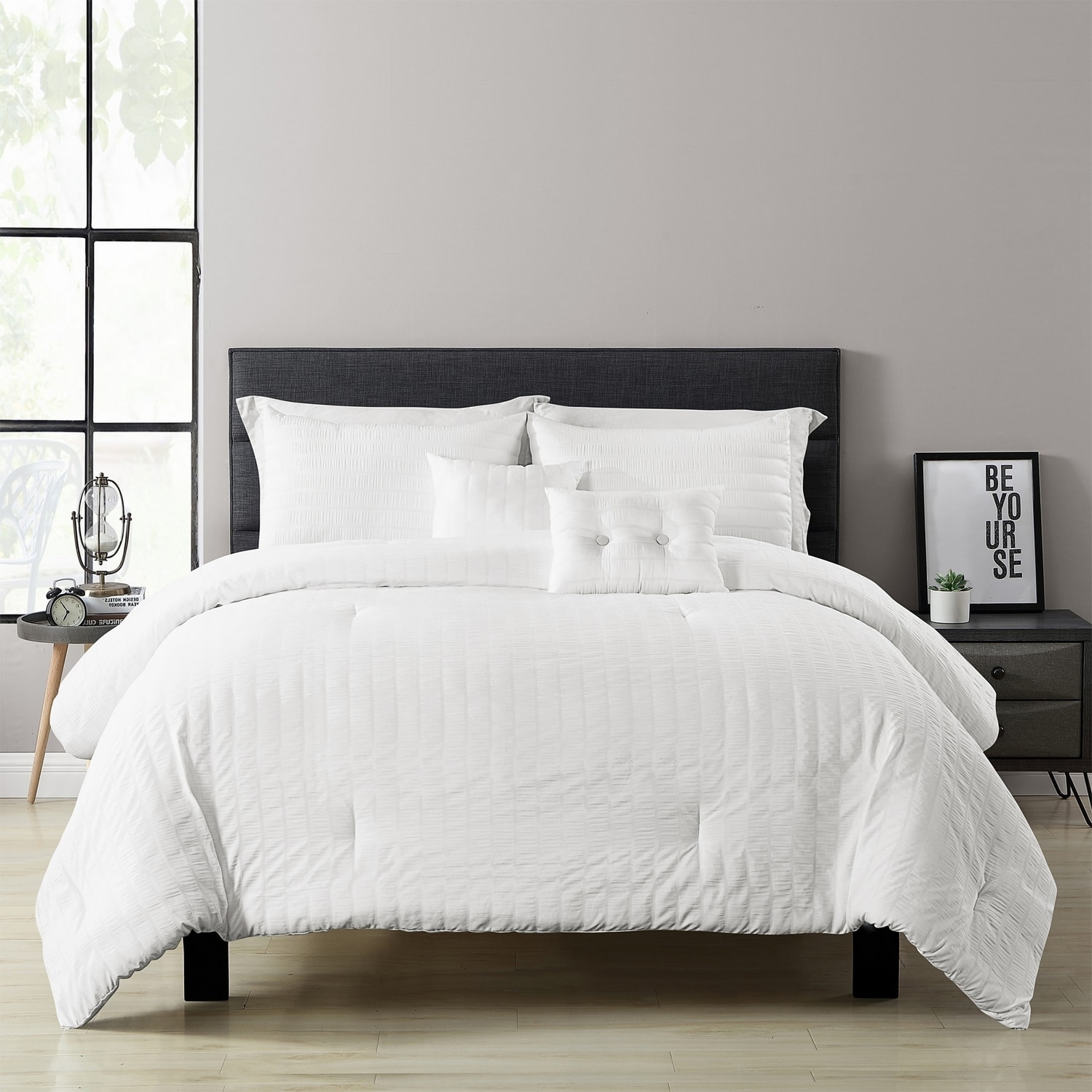 California King Black Cotton Reversible Comforter Set