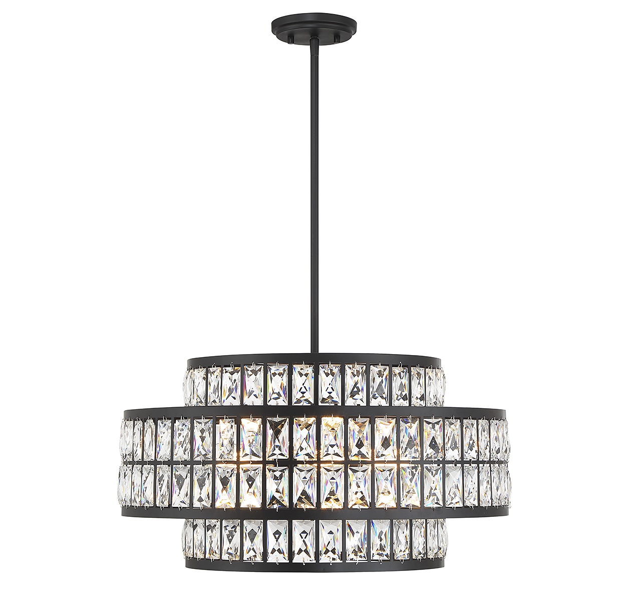 Savoy House Essentials 7-9046-4-89 Renzo 4 -Light Matte Black Glam Drum Medium Hanging Pendant light