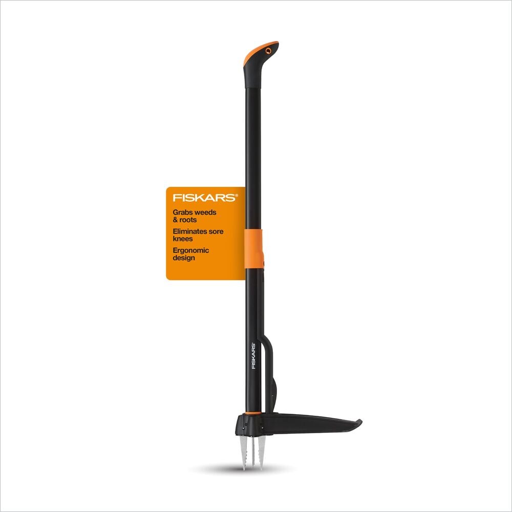 Fiskars 12" 4 Claw Stand Up Stainless Steel Hand Weeder