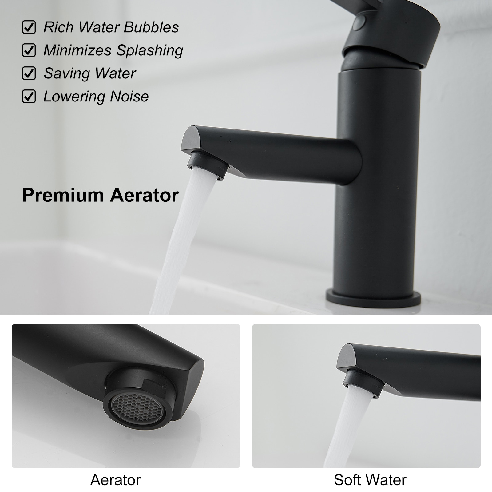 Matte Black Stainless Steel Single-Handle Bathroom Faucet