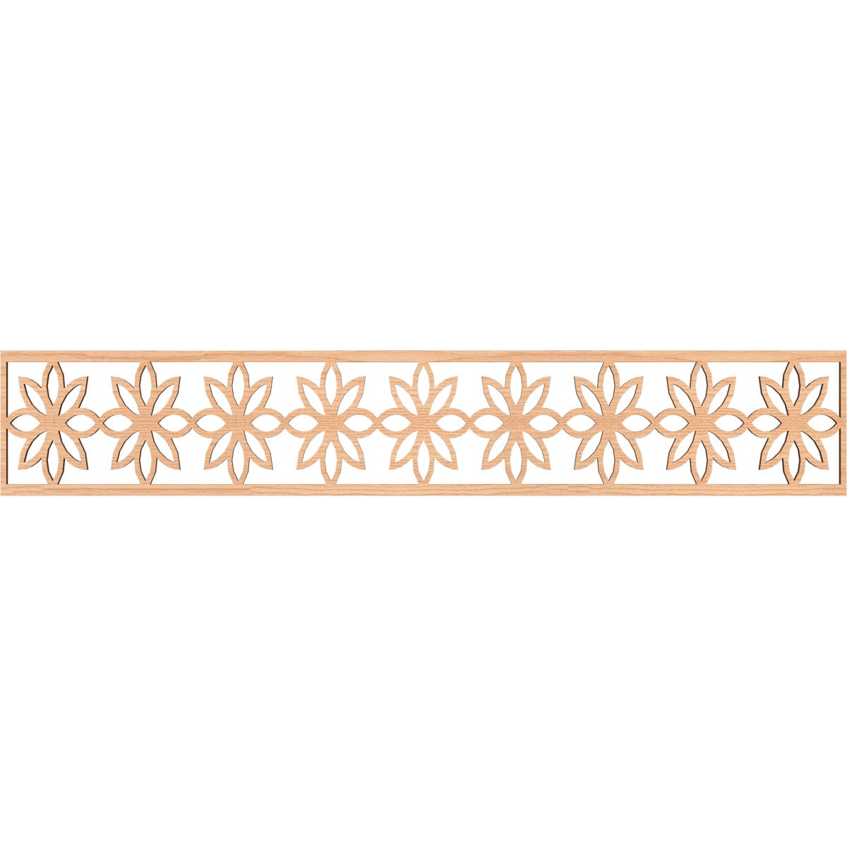 Ekena Millwork MLDA08X46DASHI Daisy Fretwork Flat Trim 8-in x 3.89-ft Hickory Brown Unfinished 2156626 Pierced Wall Panel Moulding