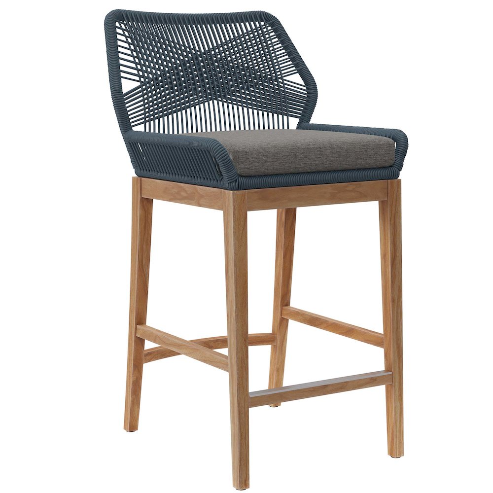 Modway BG3335573 Wellspring Outdoor Patio Teak Wood Bar Stool