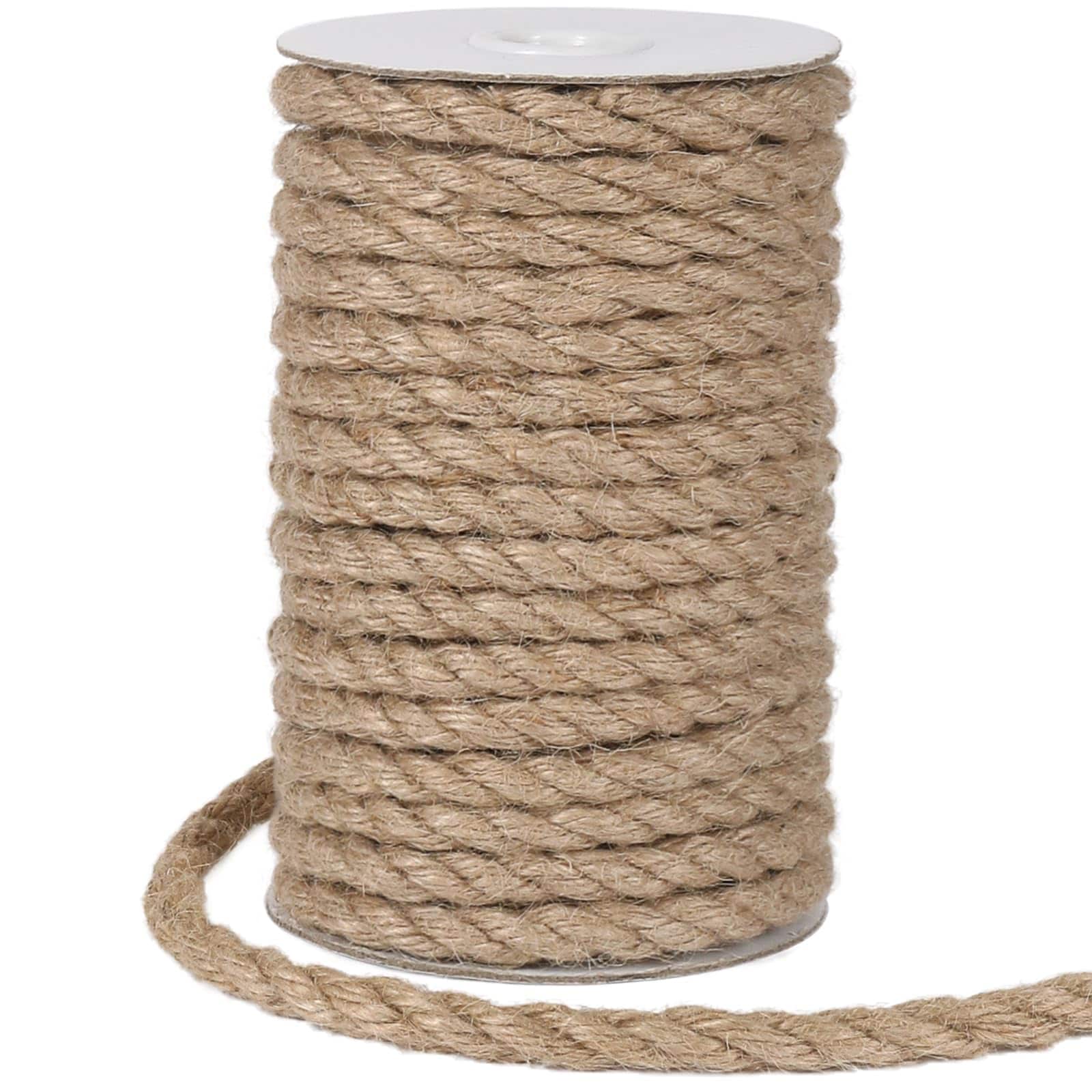 DYRCJ  8mm Jute Rope 50 Feet Heavy Duty Thick Twine Rope for Crafts Gardening Cat Scratching Post and Home Decor durable home